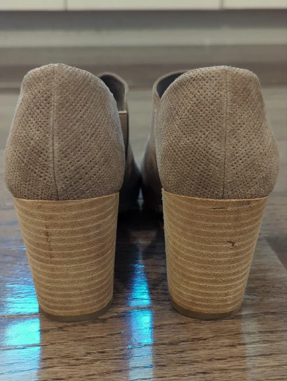 Eileen Fisher Taupe Open-Toe Block Heel Booties